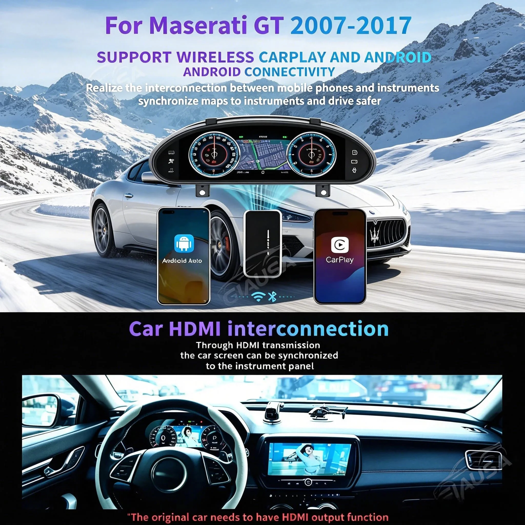 Car LCD Instrument For Maserati Levante 2016-2023 Speedometer Upgrade Smart Cluster Map Multiple Colorful High Display Upgrade