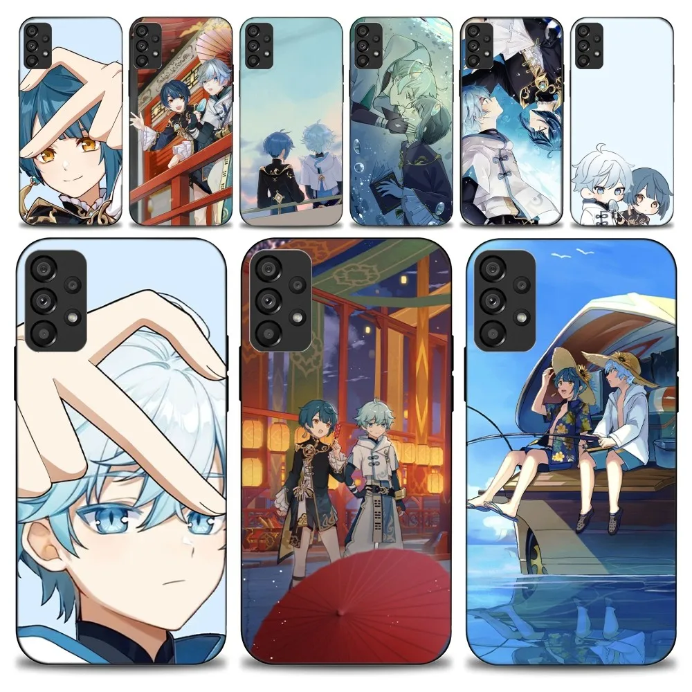 Xingqiu x Chongyun Genshin Impact Phone Case For Samsung Galaxy S22 S23 Ultra S21 S20 FE Plus Note 20 Soft Cover