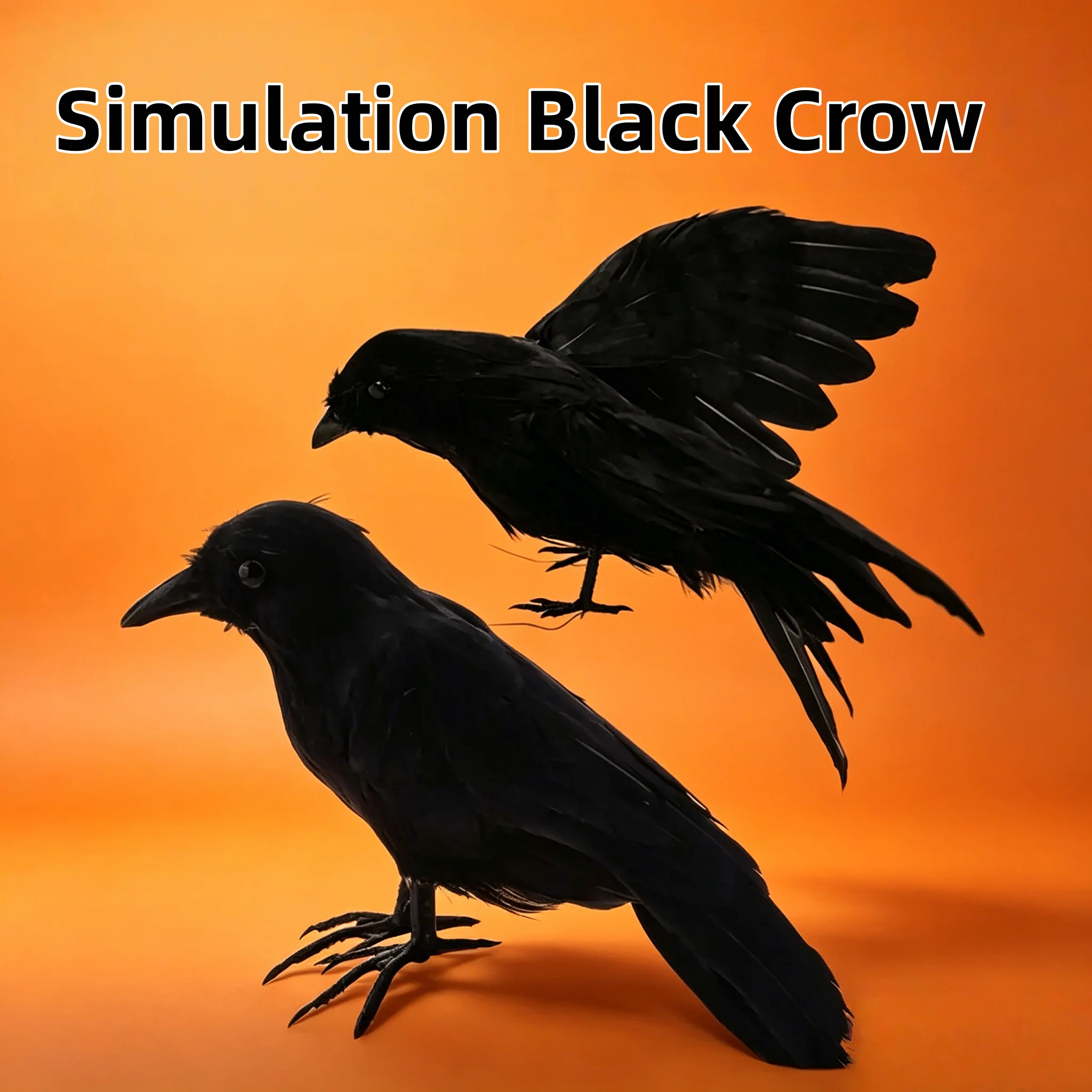 Artificial Crows Lifelike Black Bird Feathered Raven Haunted Garden Outdoor Decor Landscape Fake Birds Cosplay Props Craft