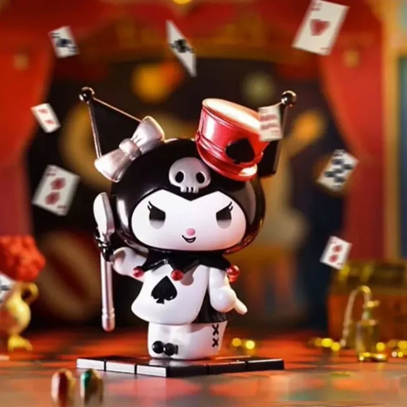 Nieuwe Sanrio Blinde Doos Kawaii Kuromi Figuren Speelgoed Poker Koninkrijk Spade Serie Poppen Desktop Ornamenten Voor Meisjes Kerstcadeaus