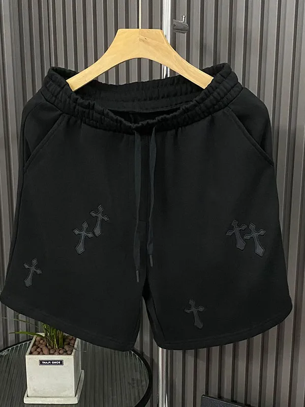 

Мужские свободные летние модные однотонные дышащие повседневные спортивные брюки прямого кроя со средней посадкой, длиной до колена, трендовые