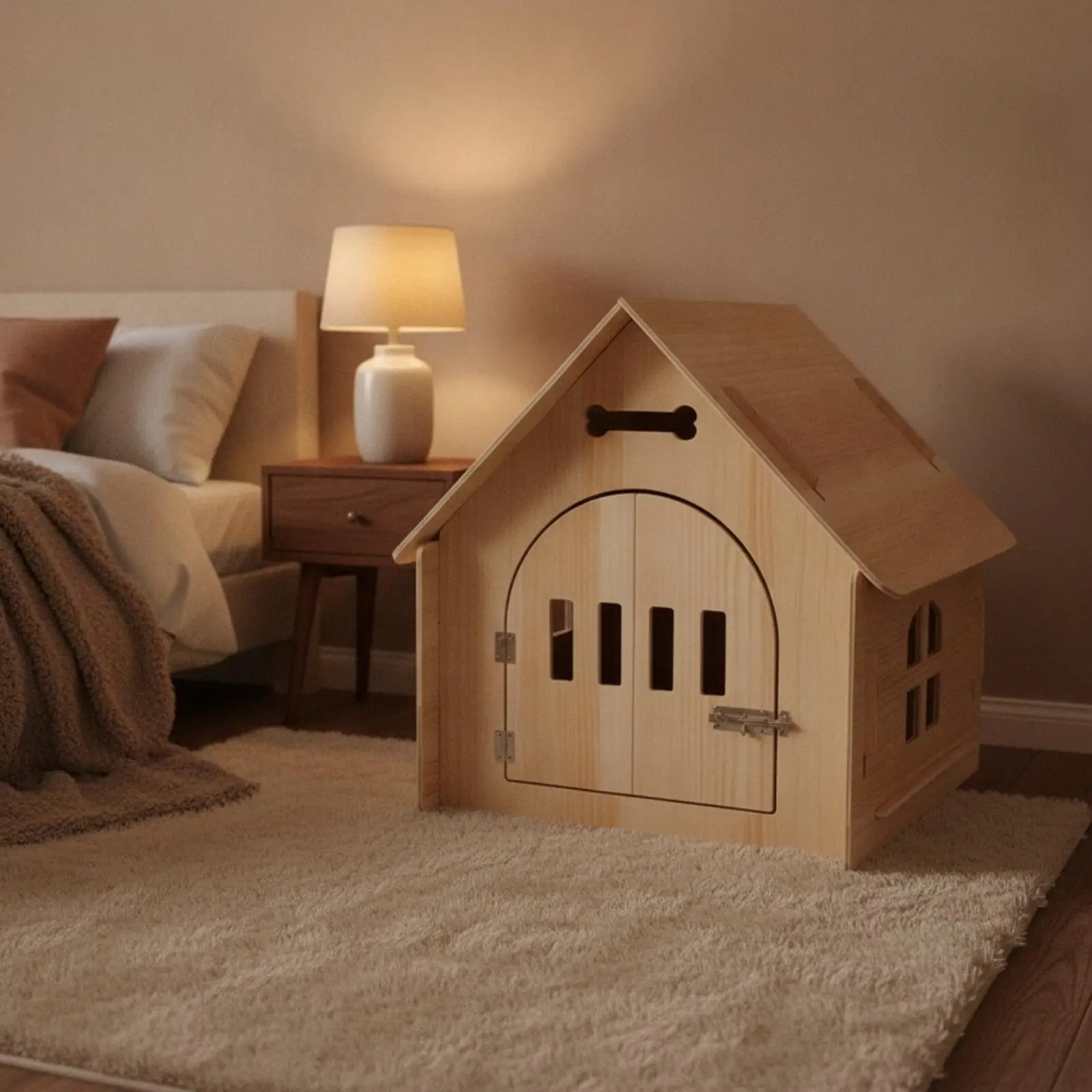 Wooden Cat Shelter House for Indoor Outdoor Use with Pitched Roof and Ventilation Openings for Small Pets