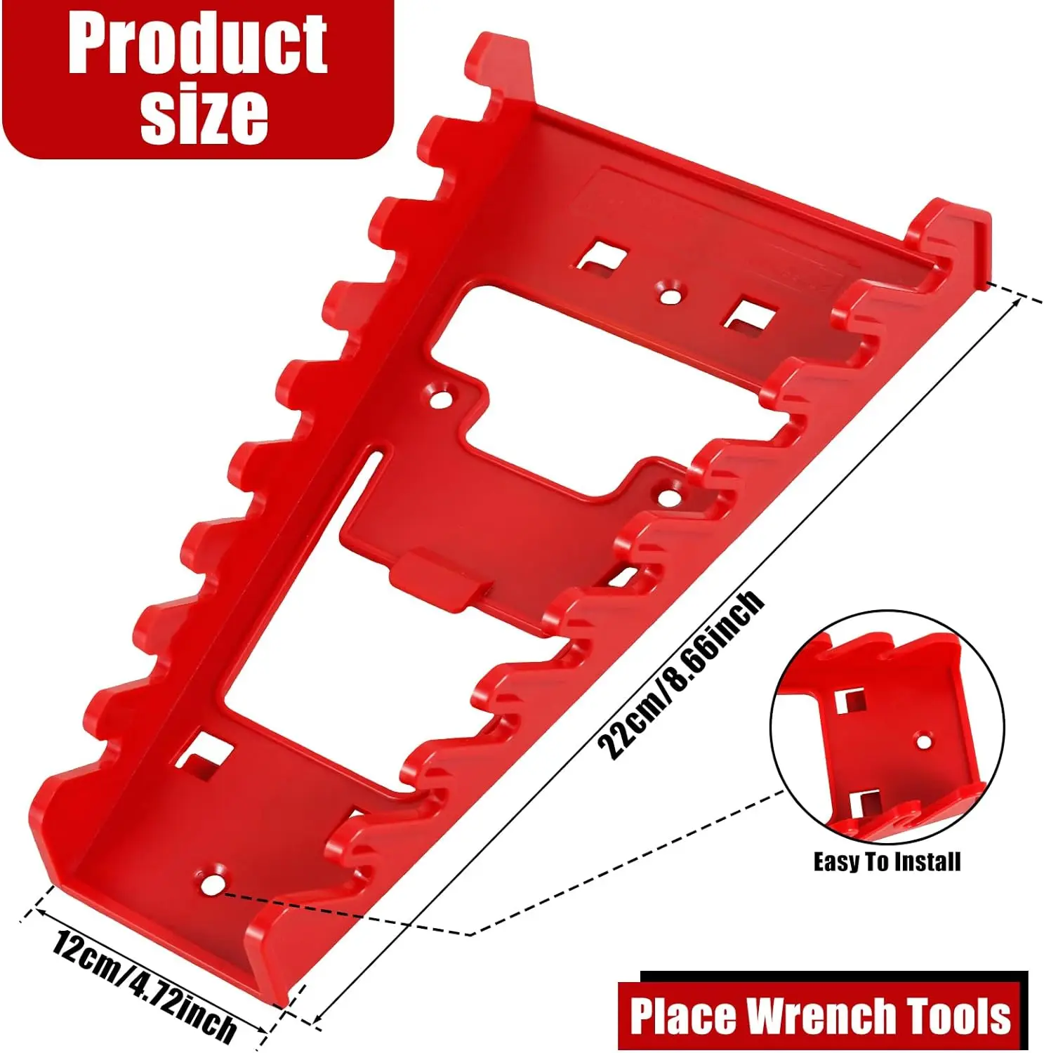 Wrench Organizer Plastic Wrench Organizer Tray Sockets Red Black Storage Tools Rack Sorter Standard Spanner Wrench Holders