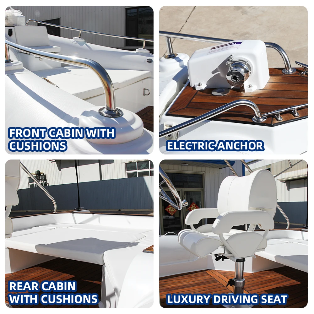 Supplier 25ft Luxury Accessories Fiberglass Hull Ribbed Boat Hyperion Tube Semi-Rigid Inflatable Yacht