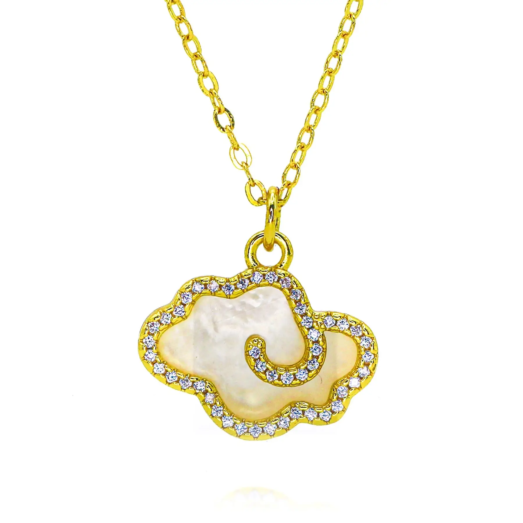 Breloques arc-en-ciel de nuages de coquillages plaqués or pour collier, bijoux de bricolage, pendentif pavé de météo, cadeau de fourniture exécutive, contre-indiqué