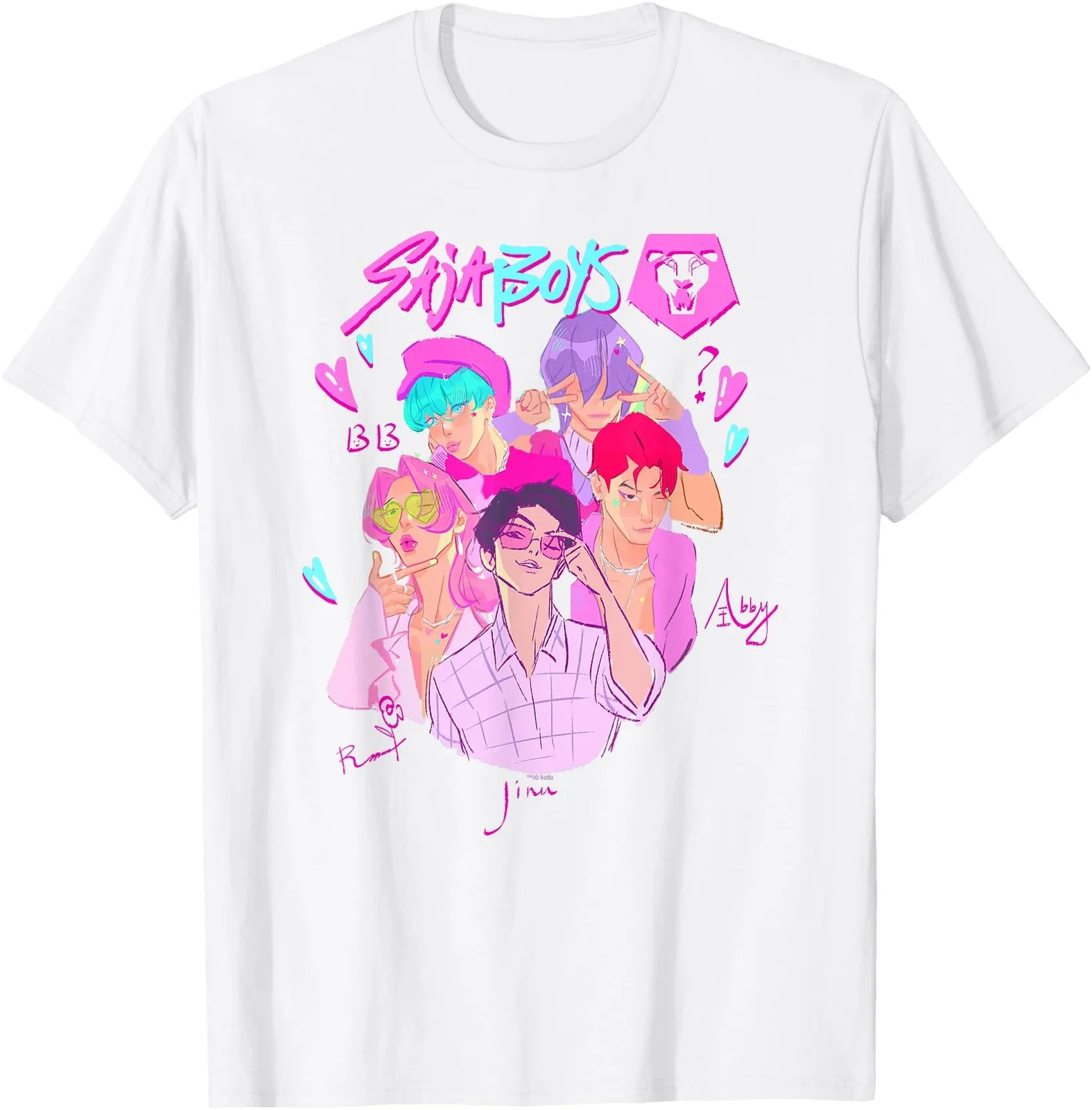 

Футболка KPop Hunters Demon Hunters Saja для мальчиков, охотники на демонов Saja для мальчиков, женщин и мужчин, футболки с рисунком из мультфильма, летняя уличная одежда