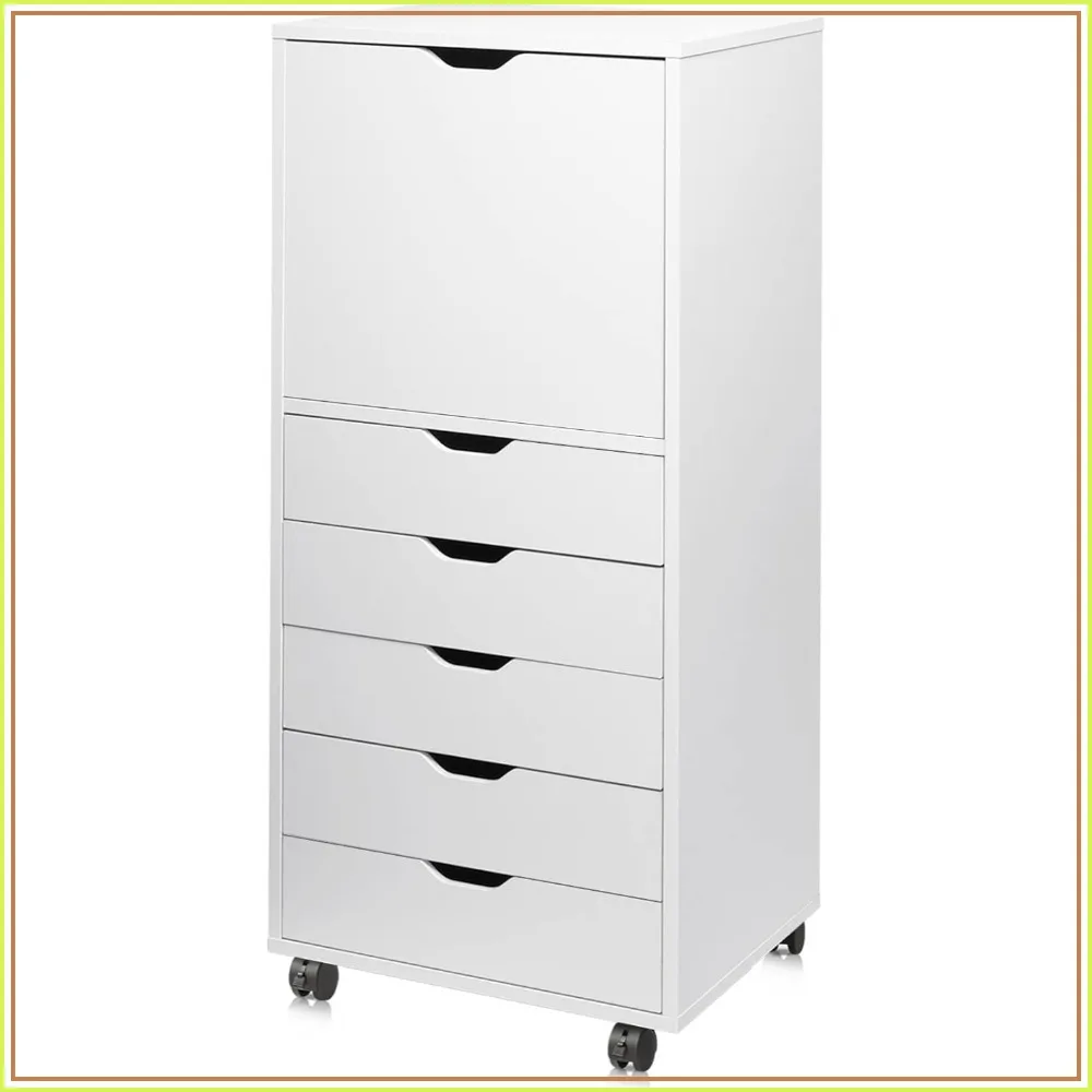 5 Drawer File Cabinet Under Desk Storage Organizer Rolling Printer Stand White