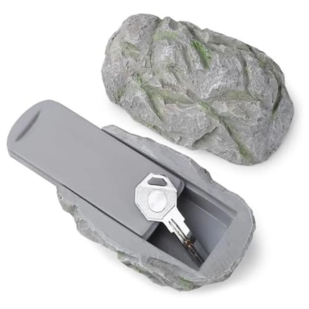 Weatherproof Realistic Stone Key Box for Outdoor Use Resin Construction Blends with Natural Surroundings for Secure Key Storage