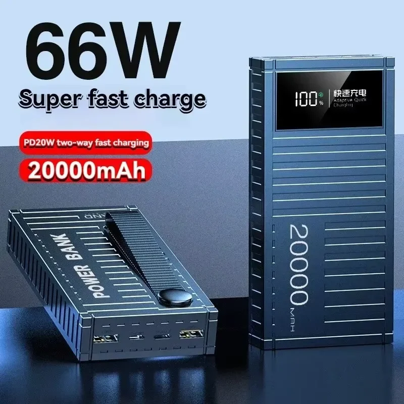 Banque d'alimentation à charge rapide avec grande capacité, banque d'alimentation mobile universelle, 66W, 20000mAh, iPhone, Huawei, nouveau conteneur