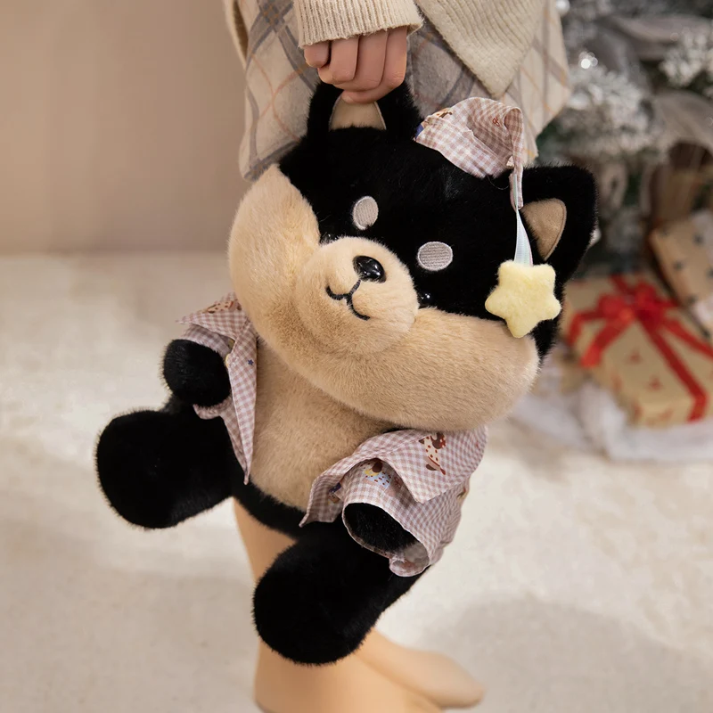 

Kawaii Pet Black Shiba Inu Plush Toys Stuffed Good Night Puppy Doll Wearing Pajamas Lovely Children Companion Animal Toys