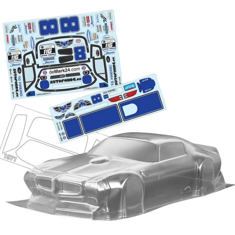 

Scale 1/10 1971 Pontiac Firebird Clear Lexan Body shell and decals for On road car Tamiya tt02 tt01 Chassis