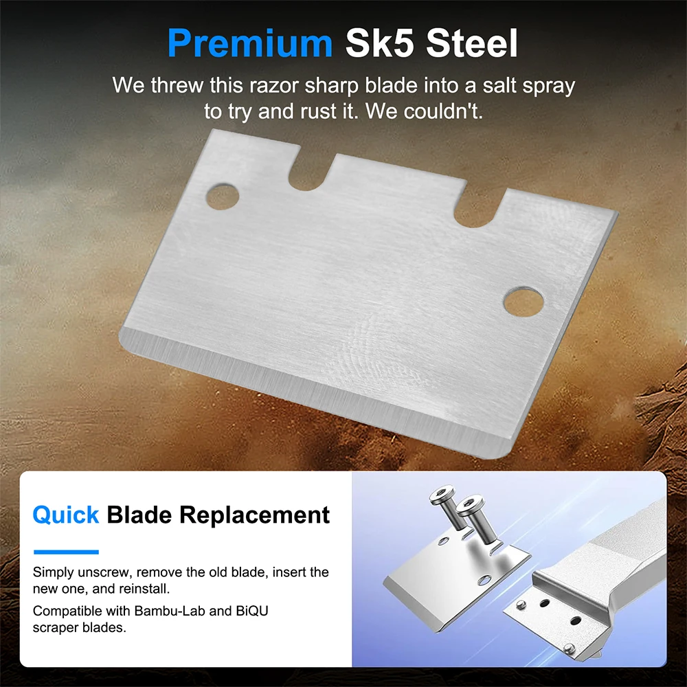 Grattoir pour laboratoire Bambu Creality, tout en métal usiné CNC, lame en acier SK5, outil de nettoyage, pelle grattoirs, pointe de couteau, pièces d'imprimante 3D