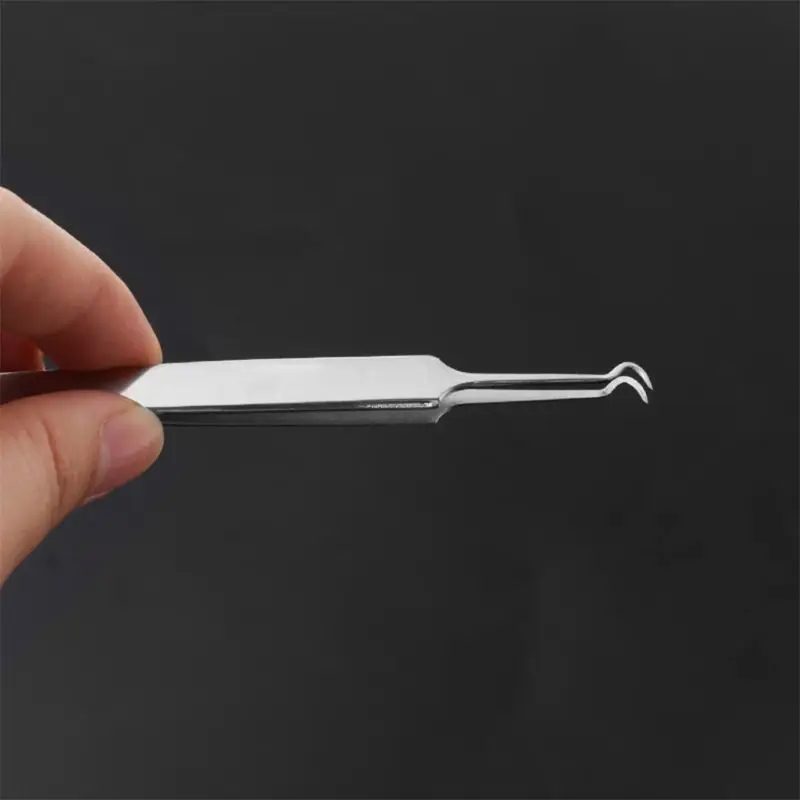Pinzas para eliminar espinillas curvadas doble extremo acero inoxidable, aguja para acné, espinillas, espinillas,