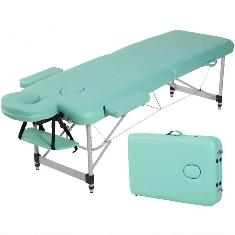 Para cama de masaje plegable de aleación de aluminio de 185x60cm con Estuche de transporte, mesas de masaje de belleza para Spa, muebles de salón de altura ajustable