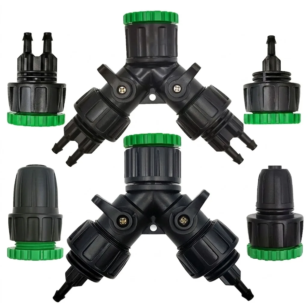 2 Way 4 Way Tubing Connector 16mm 8 11mm Pipe Barb Garden Tap Hose Splitter Adapter Tool for 1 2 3 4 Inch Irrigation Pipes
