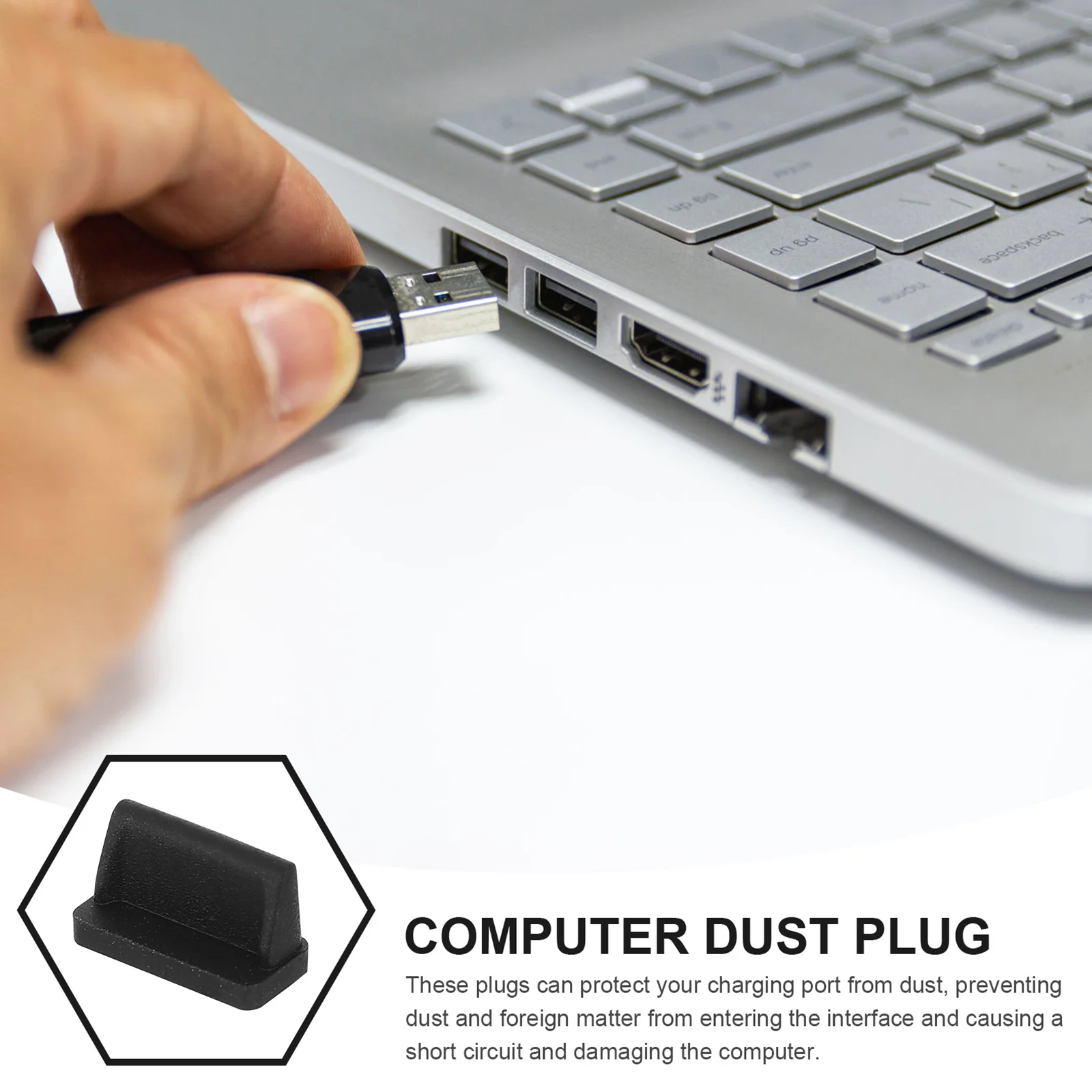 

20 PCS USB Port Plug Stopper Black Computer Protective Supply End Cover