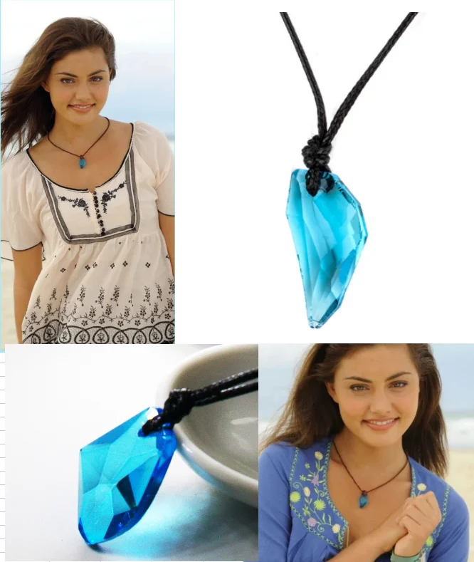 Classic Tv Series H2o Necklace Fashion Resin Moonstone Pendant Just Add Water Blue Stone Mako Mermaid Jewelry Film Gift