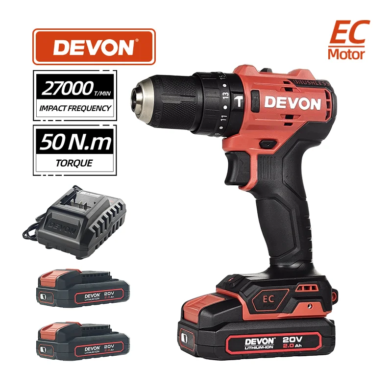 

DEVON 5760-li-20 Электрический бесщеточный высокоскоростной стабильный аккумуляторный электрический ручной ударный гайковерт для конструкции на месте