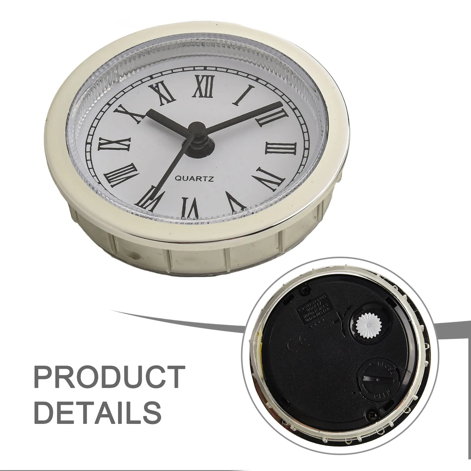 60MM Clock Insert Clock Movement Replacement Transparent Lens Gold Border High-Quality Movement Plastic And Metal