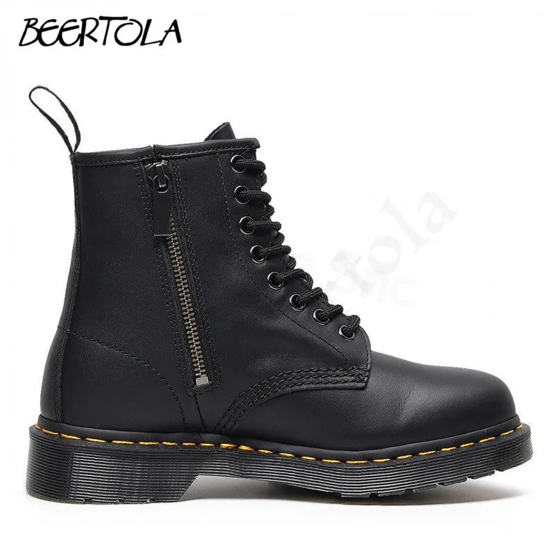 

Women's Side Zipper Couple Lace-Up Boots Round Toe Trend Simple Men's Boots Fashion Casual Large Size Work Shoes Boots