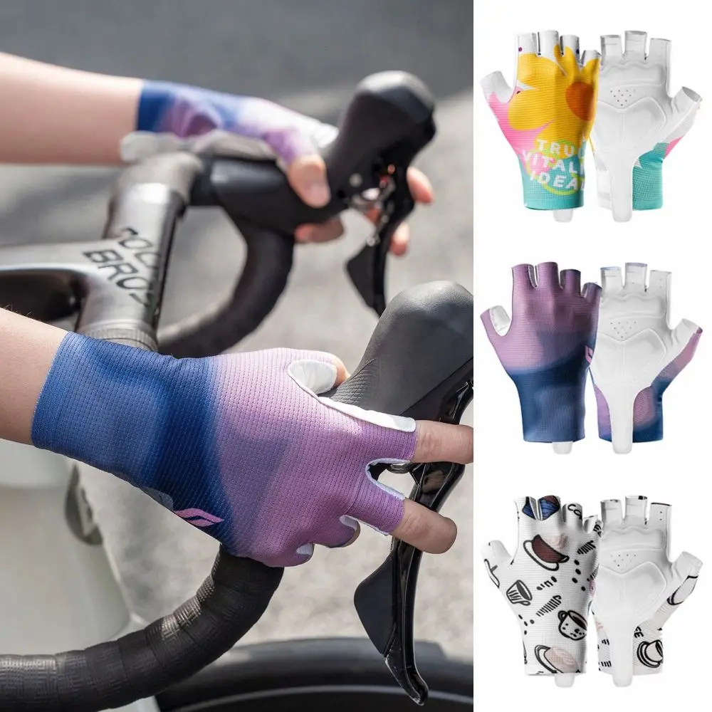 

Gel Padded Women Bicycle Gloves Shock-absorbing Non-slip Bike Short Gloves Breathable Wear-resistant Road Bike Riding Gloves