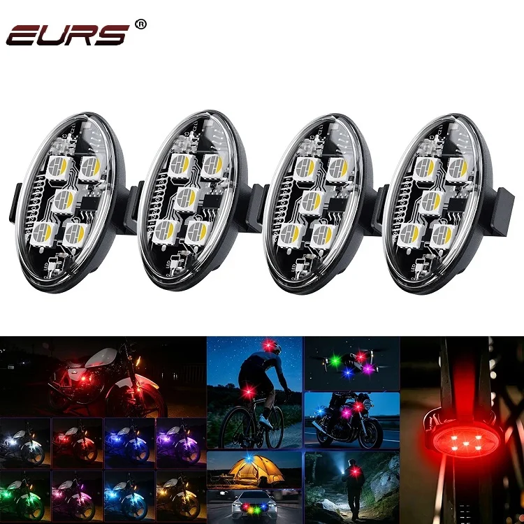 RGB Wireless LED Drone Strobe Light Type-C Charging for Bicycle Taillight Motorcycle Car Remote Warning Light Indicator Light