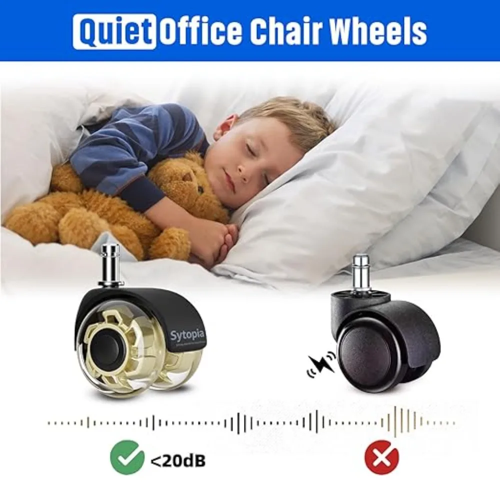 5PCS Universal Mute Wheel Office Chair Caster Swivel Rubber Soft Safe Rollers Furniture Hardware Chair Wheels for Desk Office
