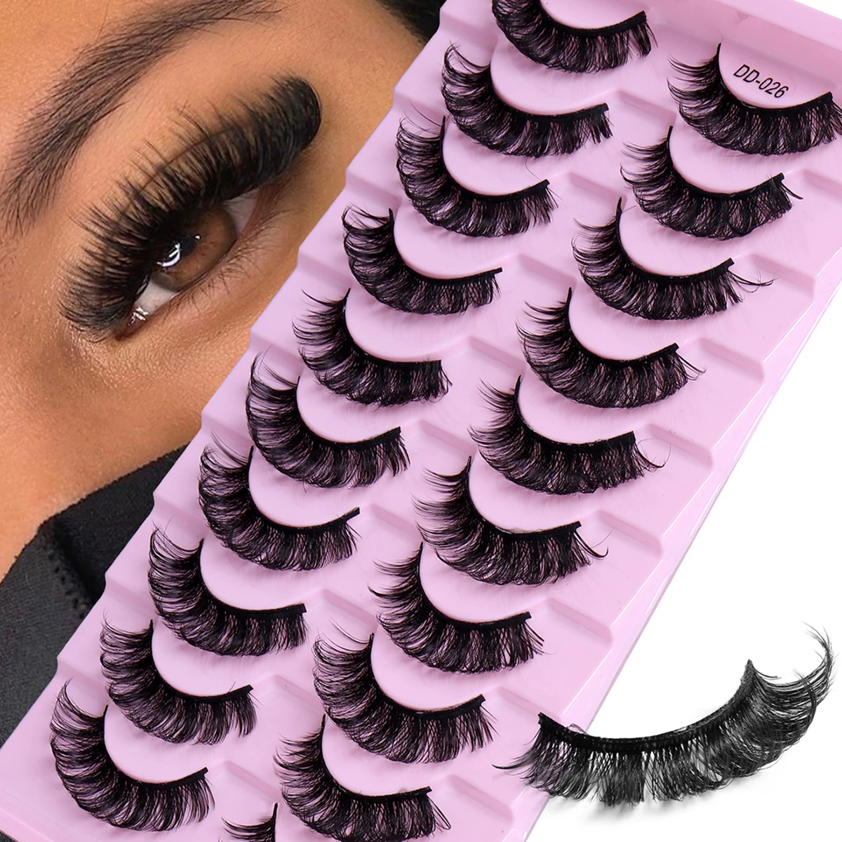 10 Pairs Lashes Thick Curly Dramatic Volume False Eyelashes Natural Look Russian Strip Lashes Extension For Stage Party Festival