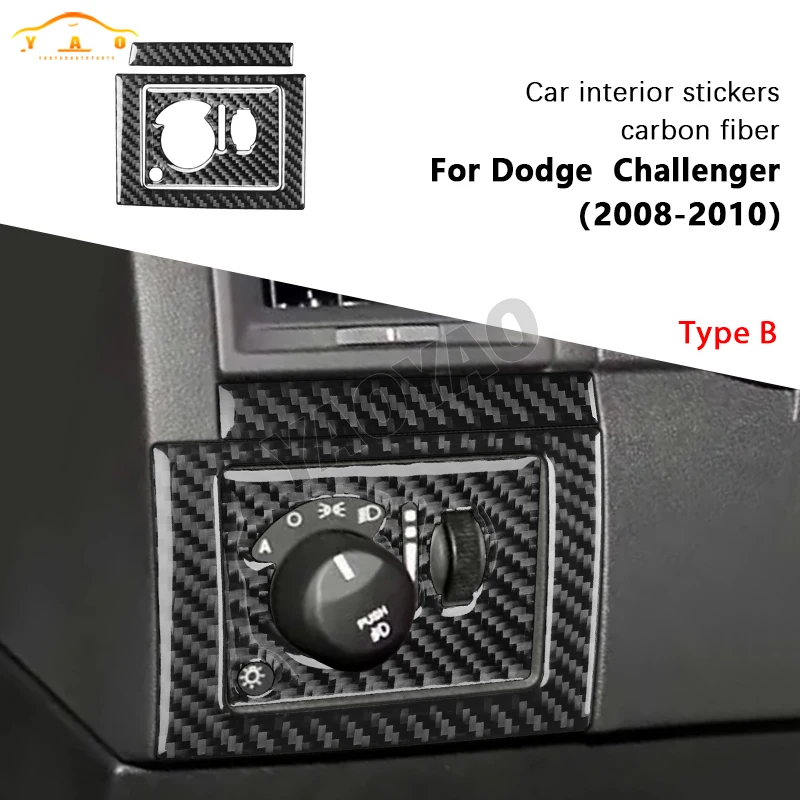 

Carbon Fiber Head Light Switch Panel Trim Weave Texture Sticker For Dodge Challenger 2008-2010 Car Accessories