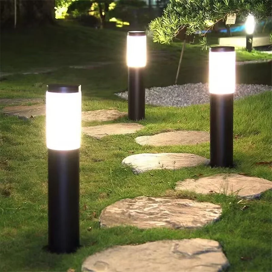 

PAMNNY Solar Led Pillar Lights Waterproof Stainless Steel Yard Pathway Landscape Lawn Lamps Garden Decoration Outdoor Lighting