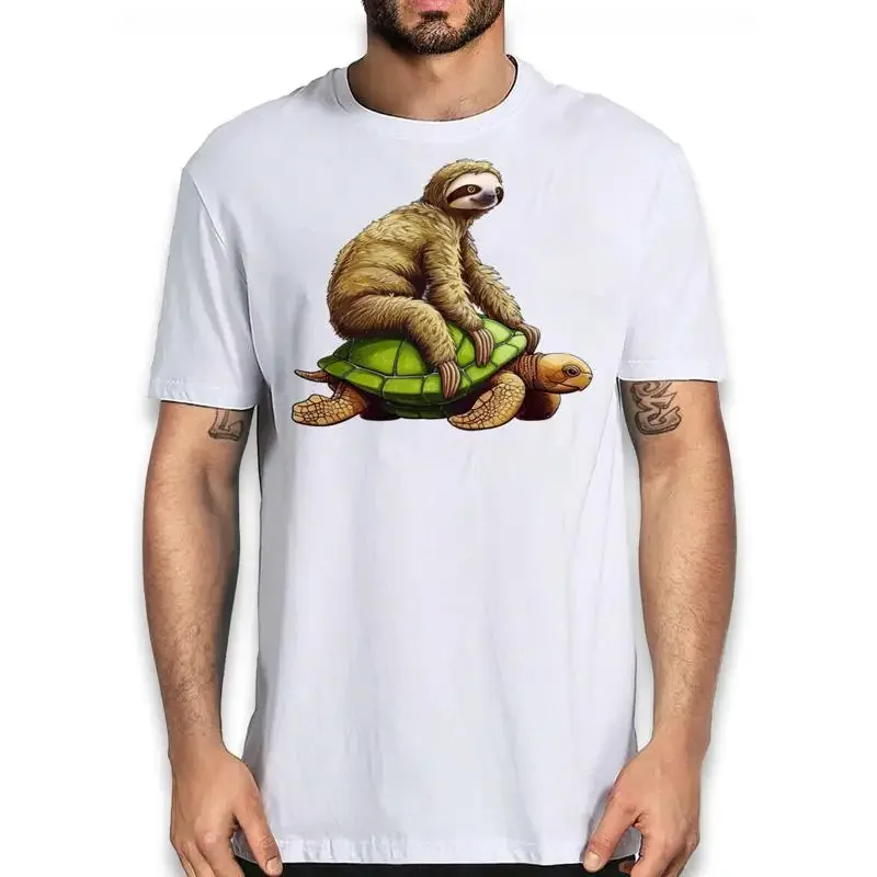 Funny Sloth Riding A Turtle Lazy T Shirt Humorous Novelty