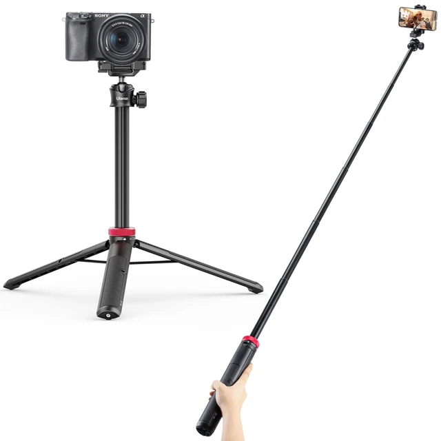 Ulanzi MT-44 57,6 Polegada tripé extensível para transmissão de vida com suporte de montagem de telefone para câmera DSLR para smartphone Gopro Vlog