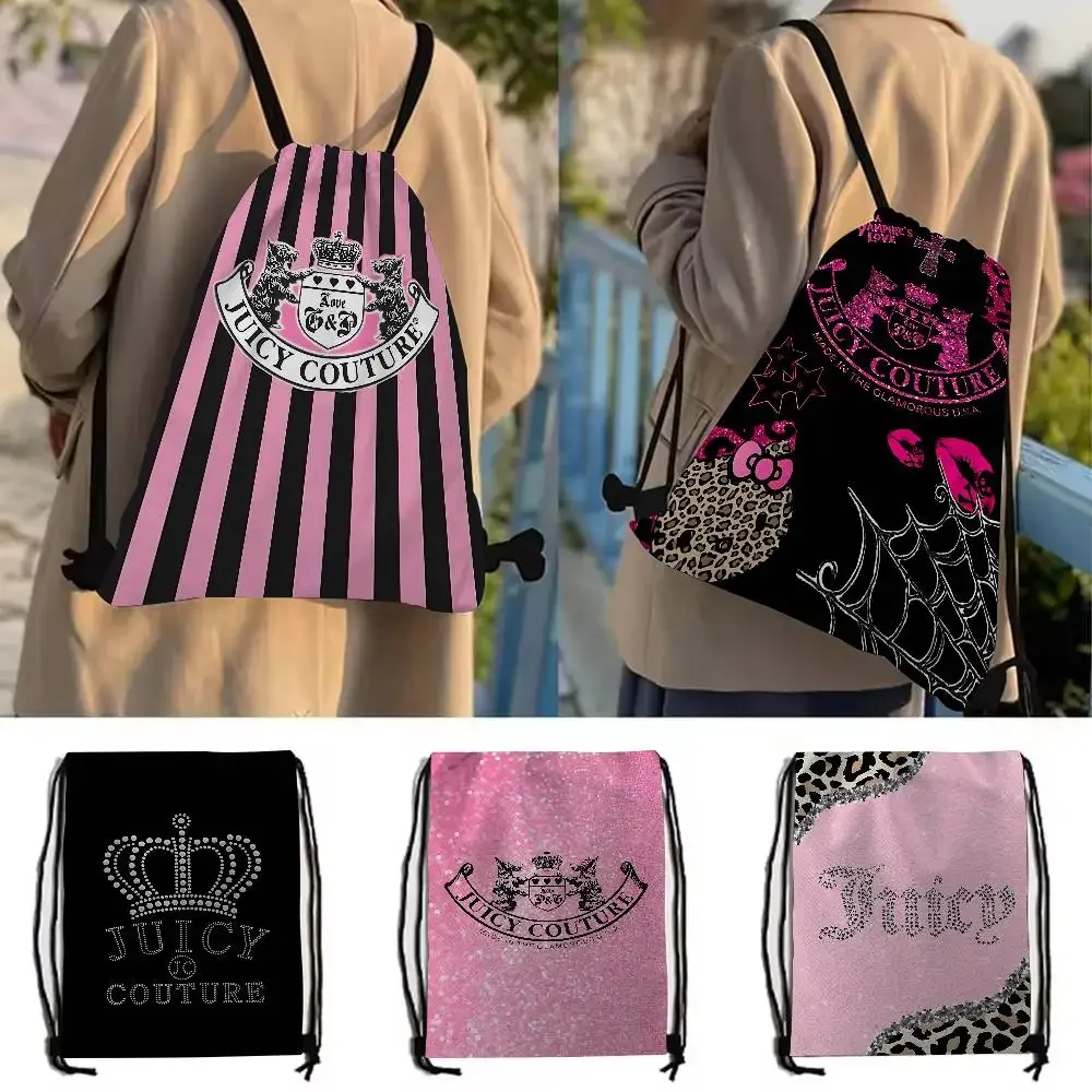 J-Juicy C-Couture, bolsa de almacenamiento para zapatos estampada de alta calidad, mochila escolar para mujer, bolsillo con cordón, informal