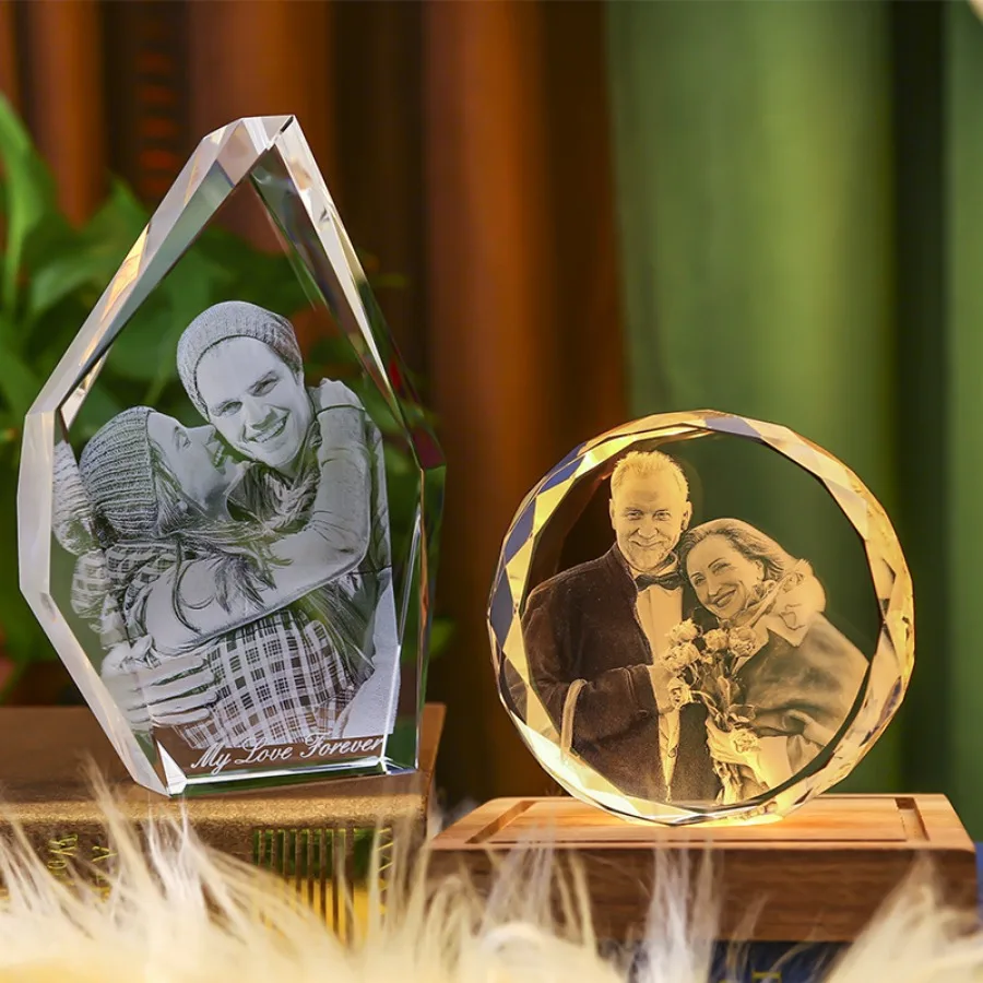 3D Customized Crystal Photo Birthday Gift Personalized With Your Picture for Wedding Engagements Anniversary Couple Women Gifts