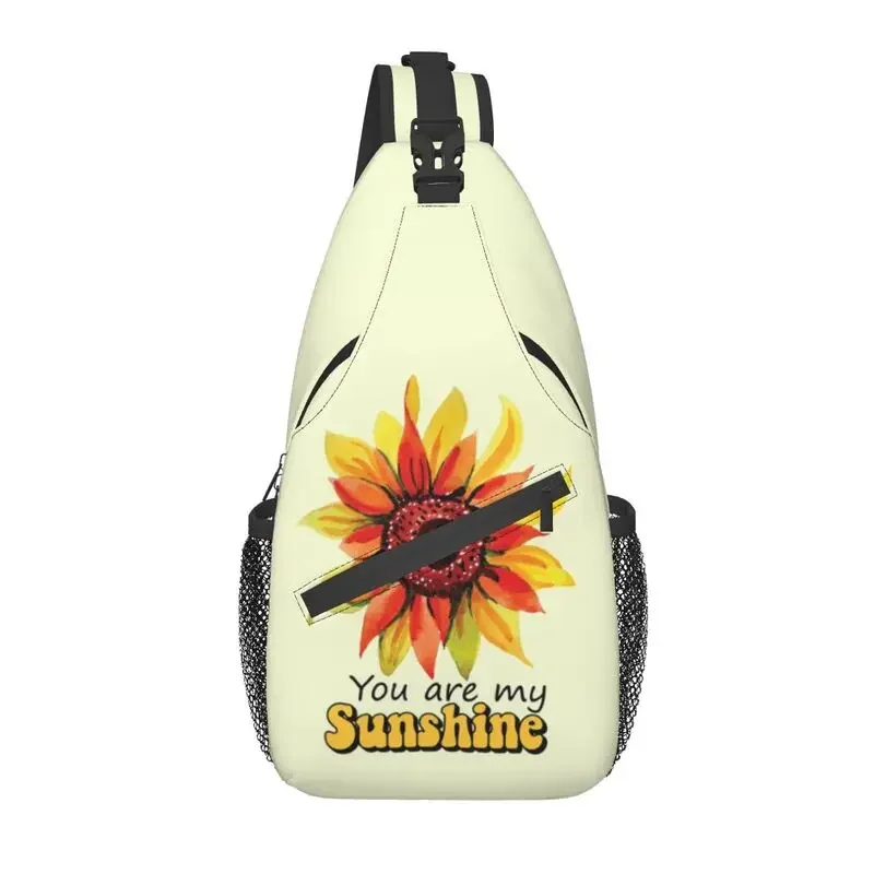 You Are My Sunshine Sunflower Sling Bag for Travel Hiking Men Cute Water Color Floral Crossbody Chest Backpack Shoulder Daypack