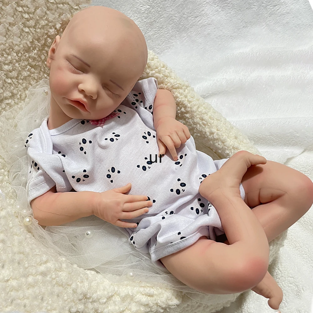 

Realistic Sleeping Full Body Silicone Reborn Baby Doll Girl 17" Lifelike Painted Newborn Waterproof Bebe Toys for Children Gift