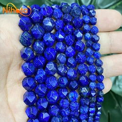 Natural Faceted Lapis Lazuli Blue Stone Loose Beads for Jewelry Making DIY Women's Charms Bracelets Earrings 6/8/10mm 14