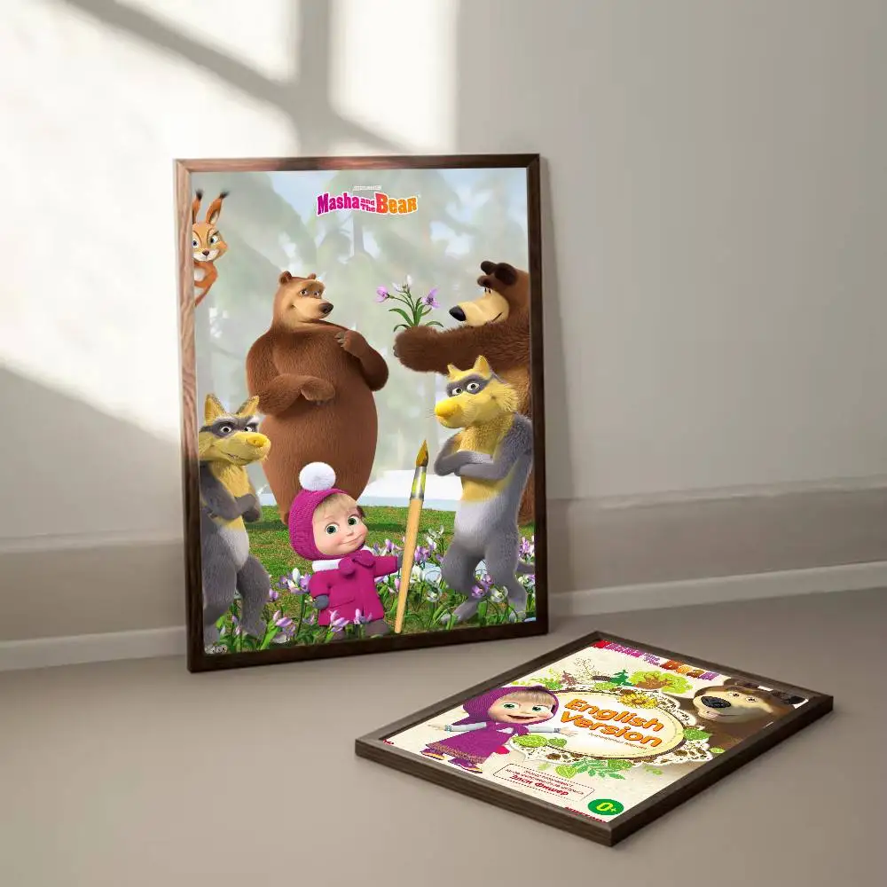 أنيمي-ماشا والدببة ملصق طباعة A5 A4 A3 A2 جدار ديكور فني لغرفة مكتب هدية لمحبي