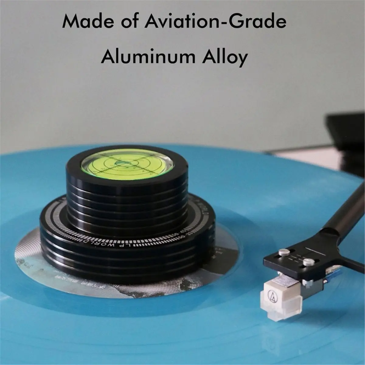 giftnew Vinyl Clamp LP Disc Stabilizer 50Hz Record Weight Stabilizer with Turntable Level and Strobe Scale for Phonograp Silver