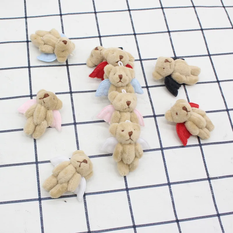 10pcs New Mini Joint Bear Plush Dolls 4.5cm Kawaii Angel Bear Rabbit Cute Tiny Bear Plush Toys For Girl DIY Keychain Bag Pendant