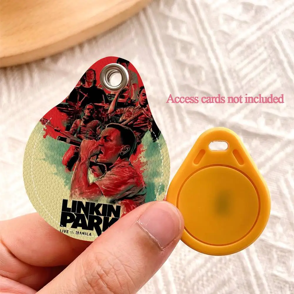 American Rock Legends-C-Chester-B-Bennington 1PCS PU Leather Keychain Protective Case Door Tags Card Bag Key Tag Ring