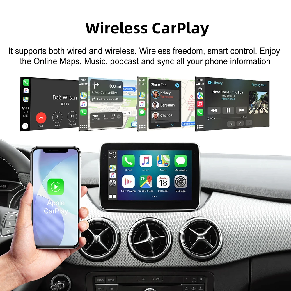 Wireless CarPlay Android Auto Retrofit Kit Decoder Box CarPlay Interface For Mercedes Benz NTG 4.5 4.7 COMAND System 2011-2015