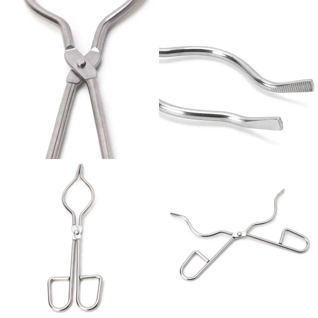 

Y1UD Lab Tools Silver Color Stainless Steel Crucible Tongs Crucibles