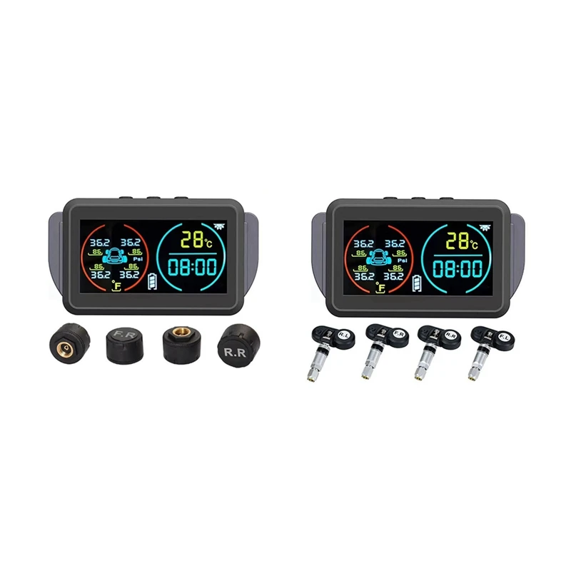 

TPMS Car Tire Pressure Monitoring System Alarm Tyre Air Pressure Meter Gauge Temperature Warning 4 Sensors