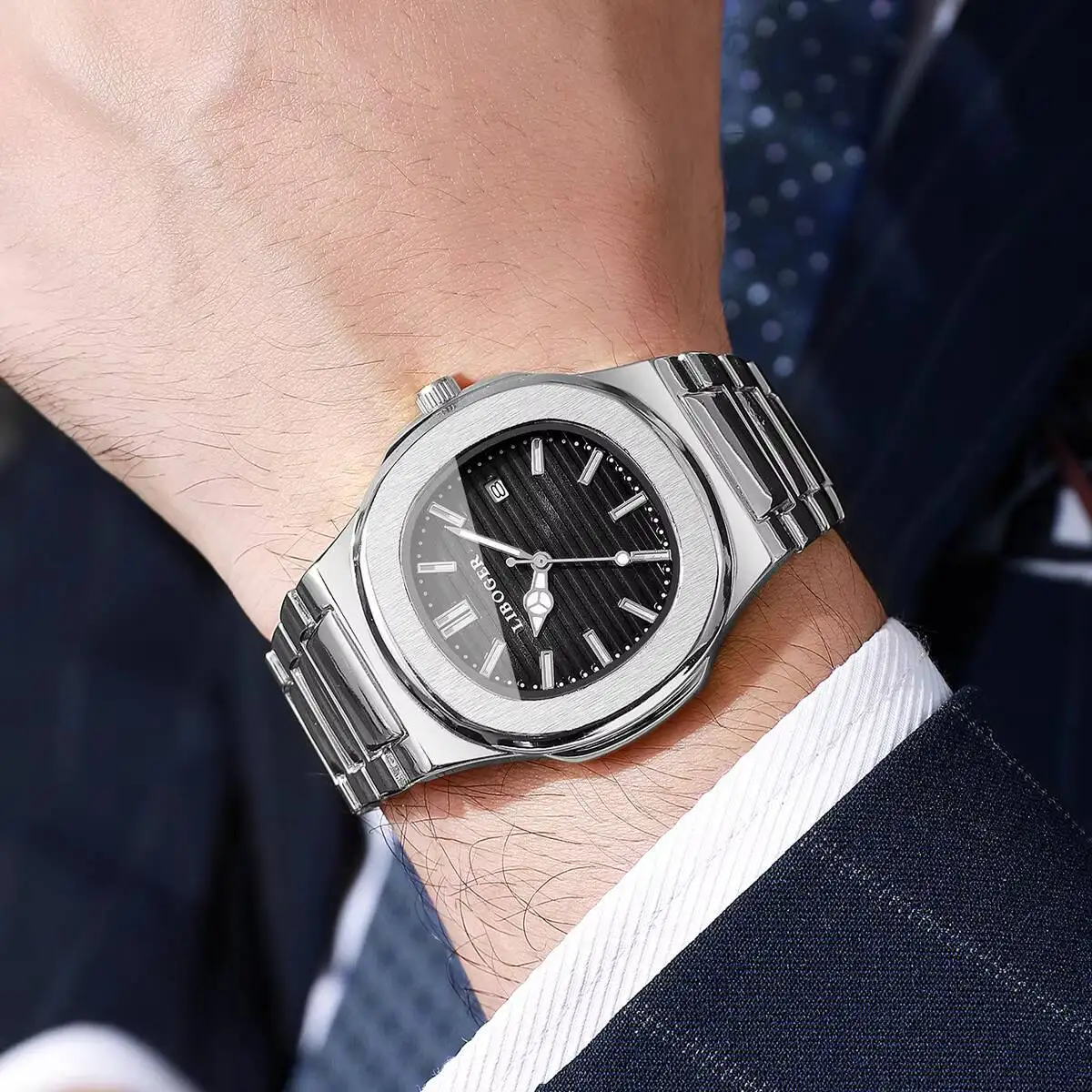 Luxury Square Men Business Watches Fashion Calendar Quartz Watch for Mens Clock Reloj Hombre（Without Box）