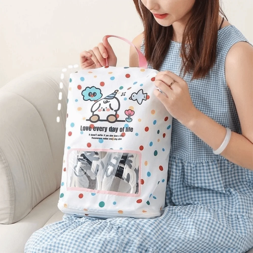Large Capacity Visible Shoe Storage Bag Dust-proof Waterproof Handheld Shoe Bag with Sturdy Zipper Sport Shoes Organizer