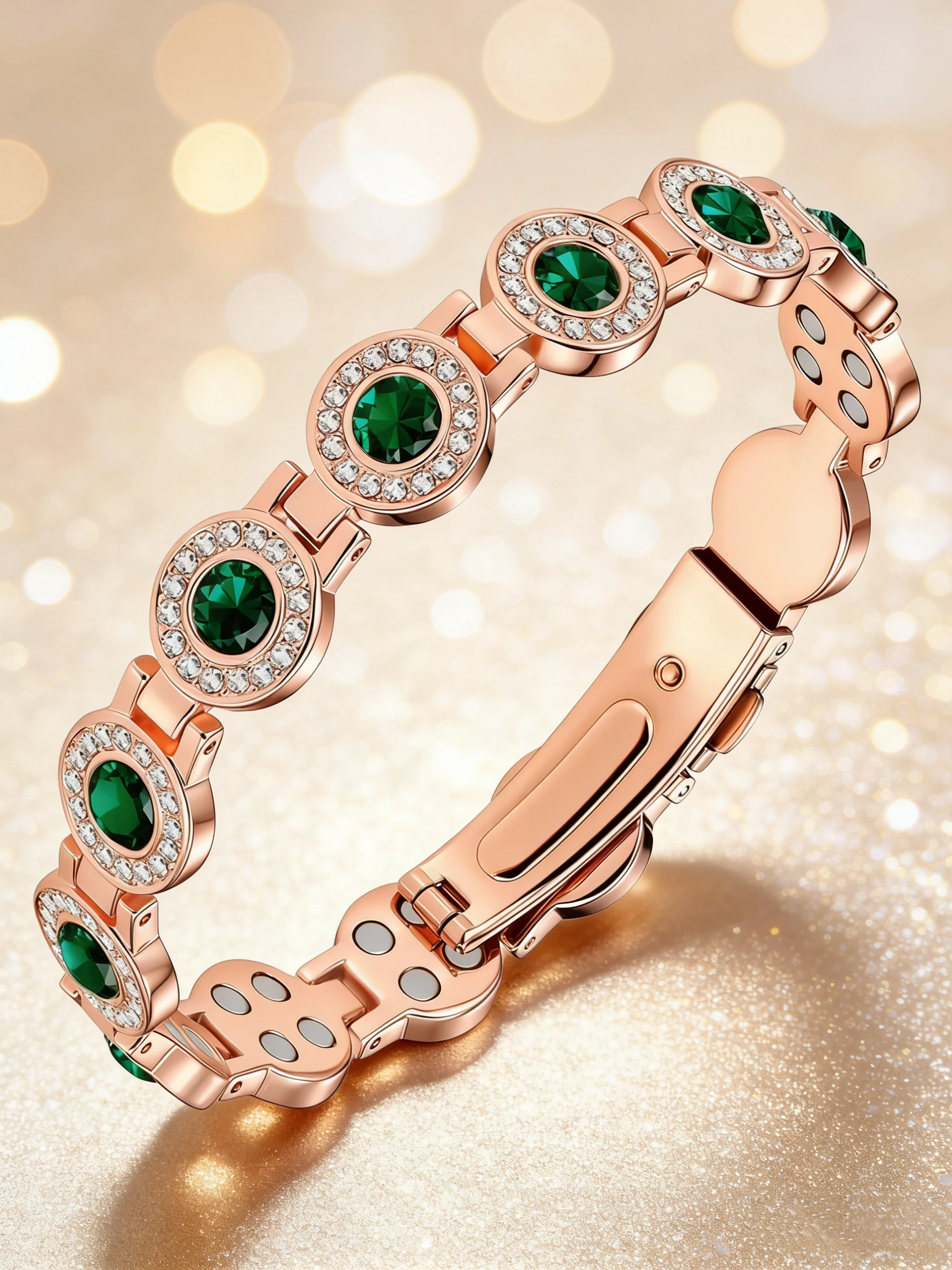Pulseira Magnética de Cobre Feraco 4X Strength para Mulheres - Ímãs Atualizados de 3800 Gauss - Comprimento Ajustável com Fecho Seguro - Premium