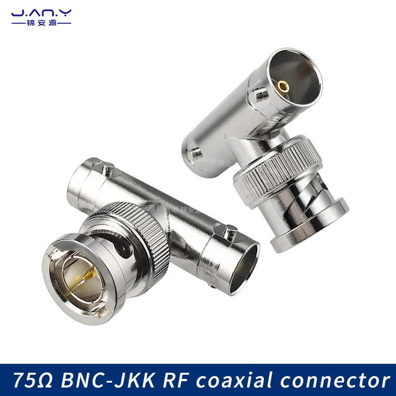 1 piece 75 Ω pure copper BNC one male to two female adapter Q9-JKK RF coaxial signal distribution T-type three-way connector