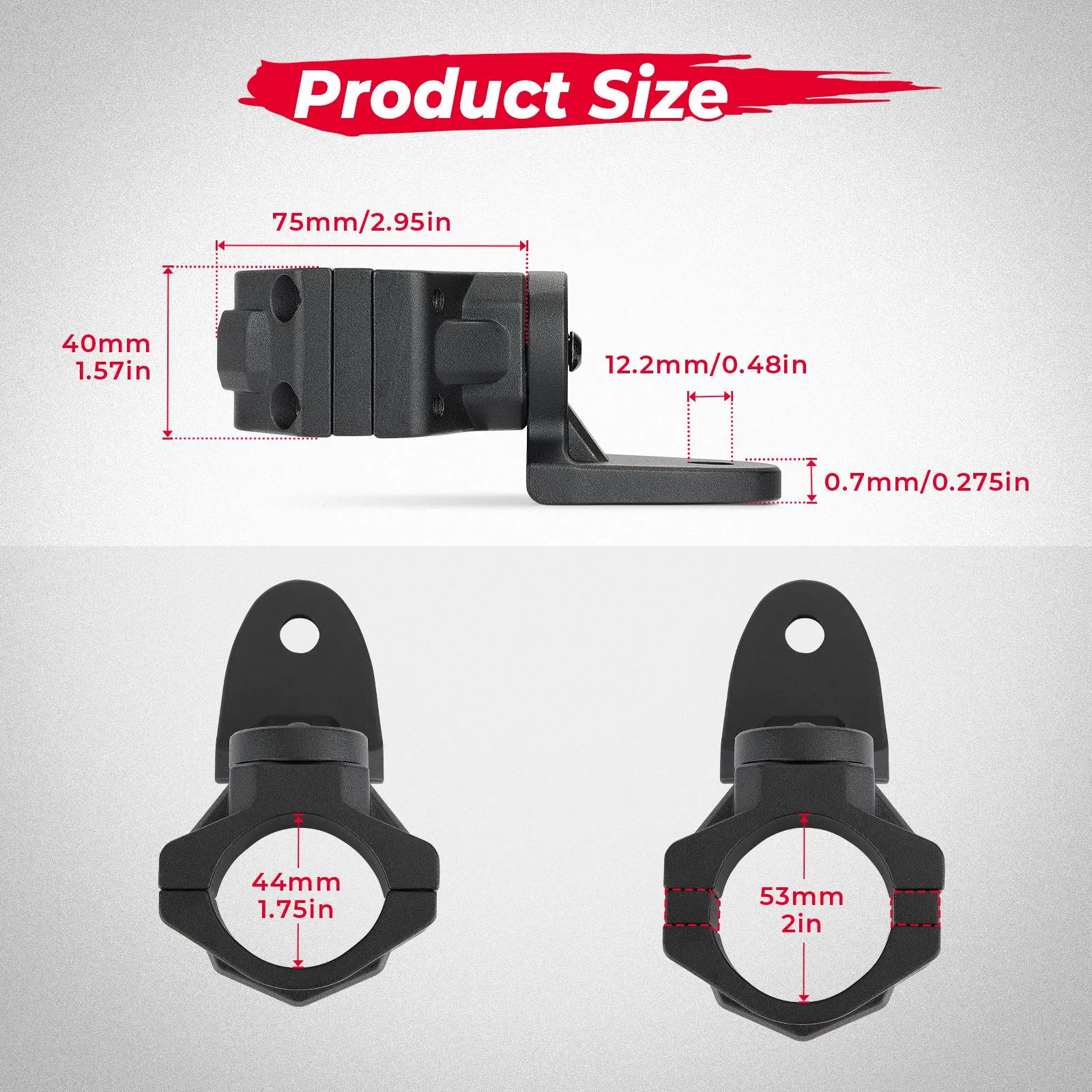 Montagens de luz de chicote de bandeira utv para 1.75 "-2" barra de rolo fora de estrada suporte de luzes de trabalho de nevoeiro compatível com polaris rzr para can-am x3