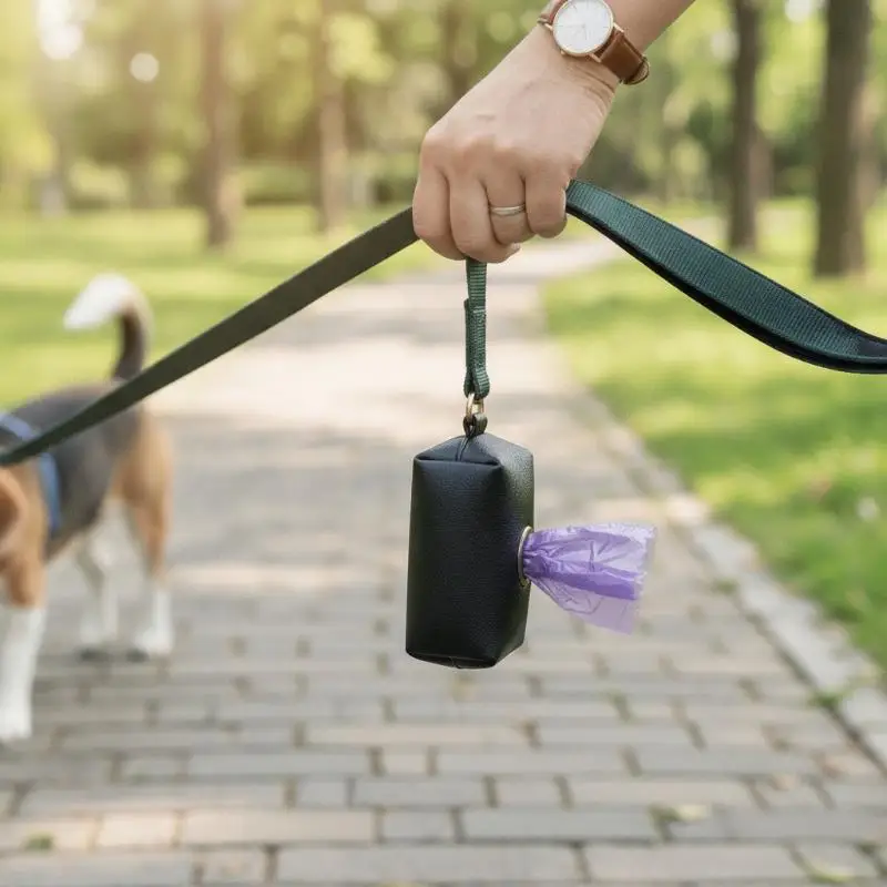 Pet Poop Bag Holder Zip Closure Mini Dog Waste Dispenser Light Solid Color
